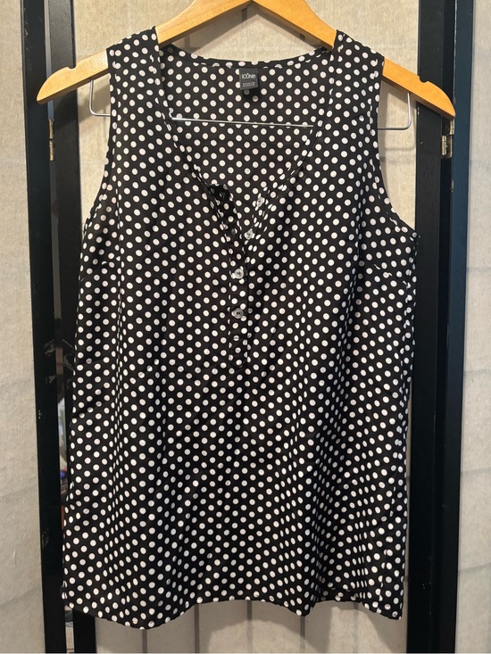 ICON Tops - ICONE by Simons Black & White Polka Dot Sleeveless Top